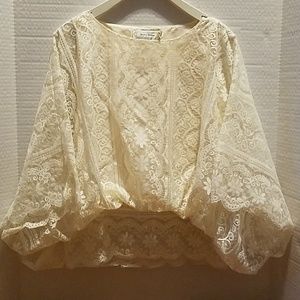 Beyond Vintage ivory lace blouse. XS